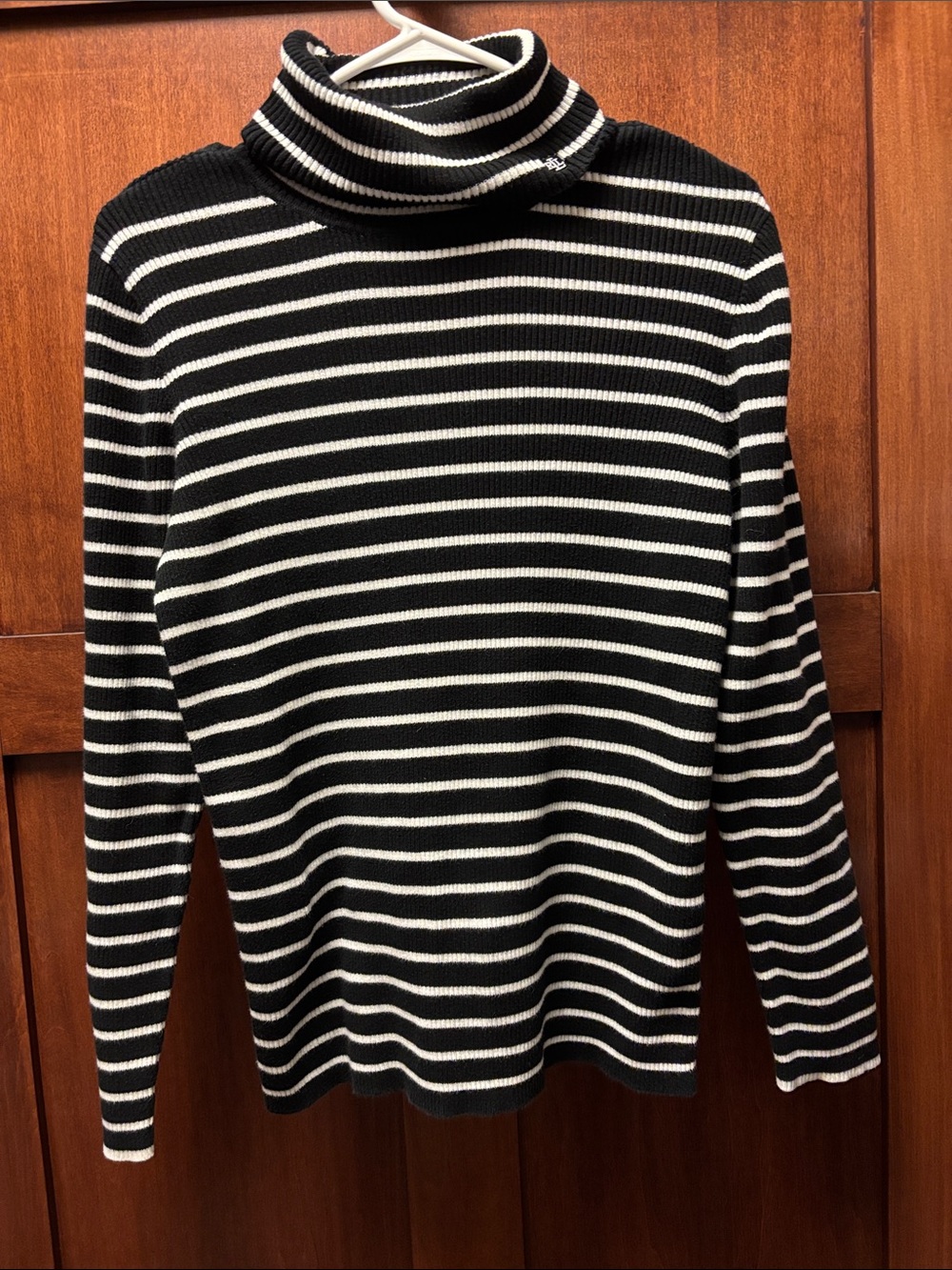 Lauren Ralph Lauren Black & White Striped Turtleneck Sweater